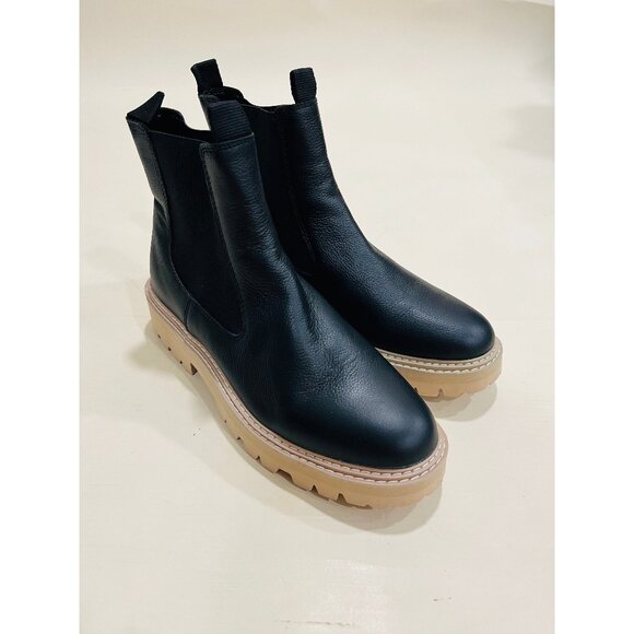 Dolce Vita Black Leather Chelsea Lug Goth Sole Boot Women's 11 - Picture 1 of 5